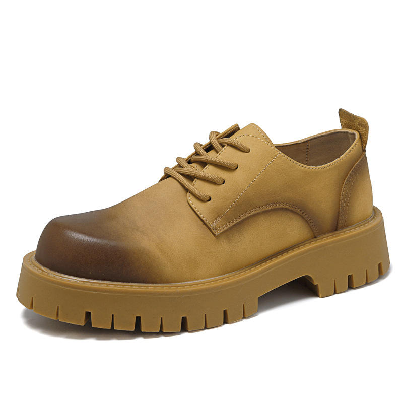 High - Quality Leather Men's Formal Shoes Chunky Heel Business Footwear Black Dress for Men