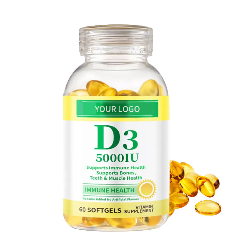Softgel Vitamins and Supplements for Teeth and Bone Health 5000iu Vitamin D3 K2 Capsules with Natural Ingredients