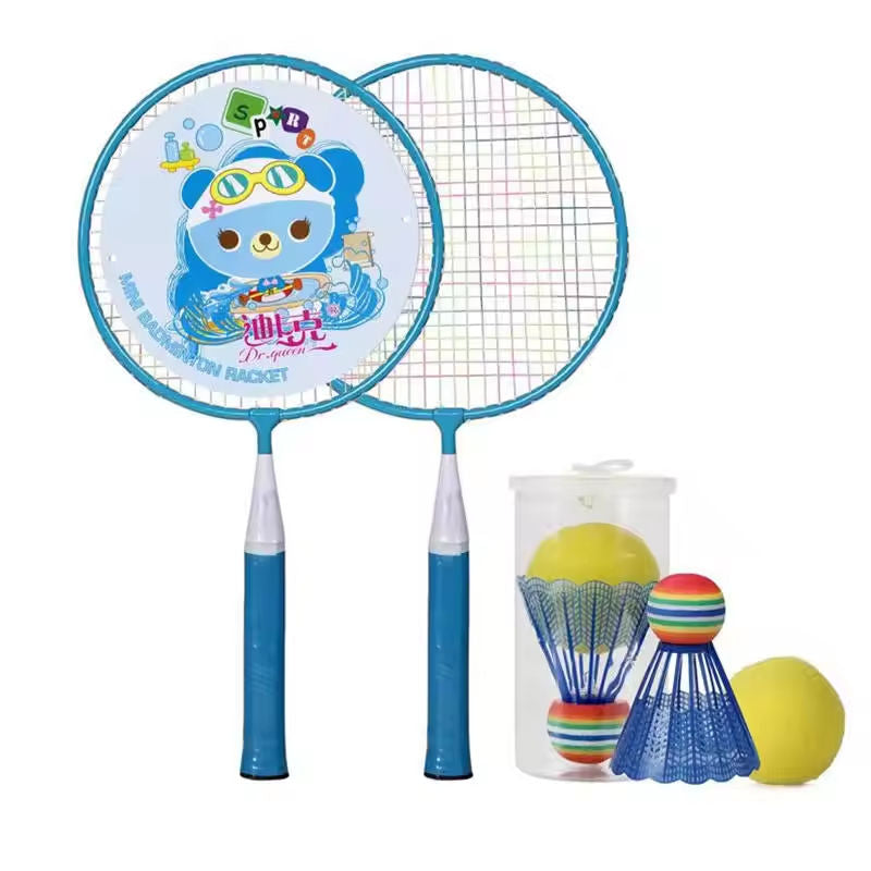 User Friendly Lightweight Steel Shaft PU Mini Badminton Racket Set Kids Learning Junior Children's Development Programs