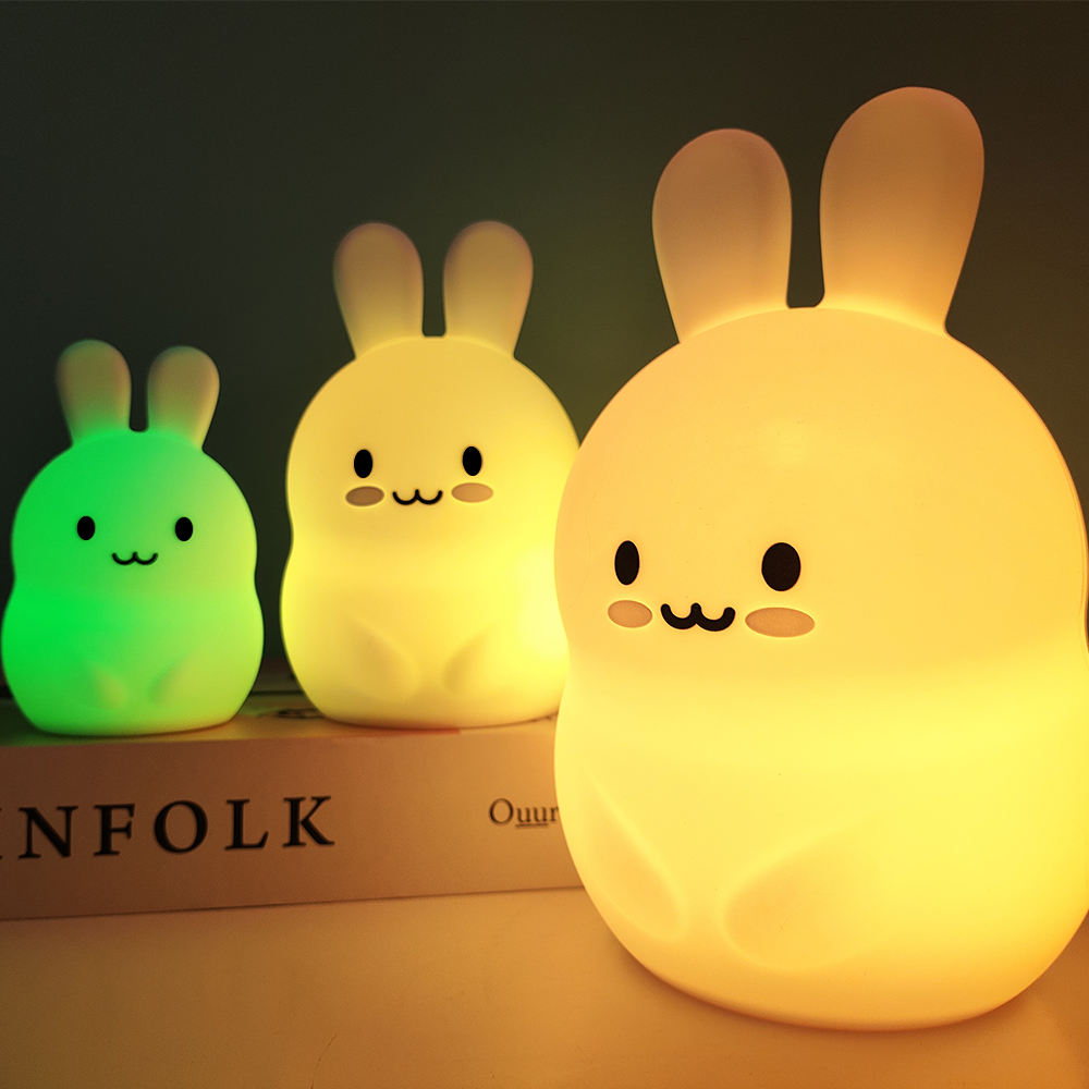 Baby Nursery Lamp Breathing Led Pat Night Light Bunny Rabbit Silicone Creative Night Light for Living Room Bedroom Decor
