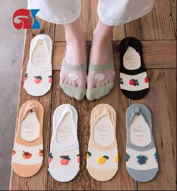 Summer Wholesale Cheap Socks Solid Color Boat Socks Breathable Fruit No Show Socks for Ladies Teen Girls