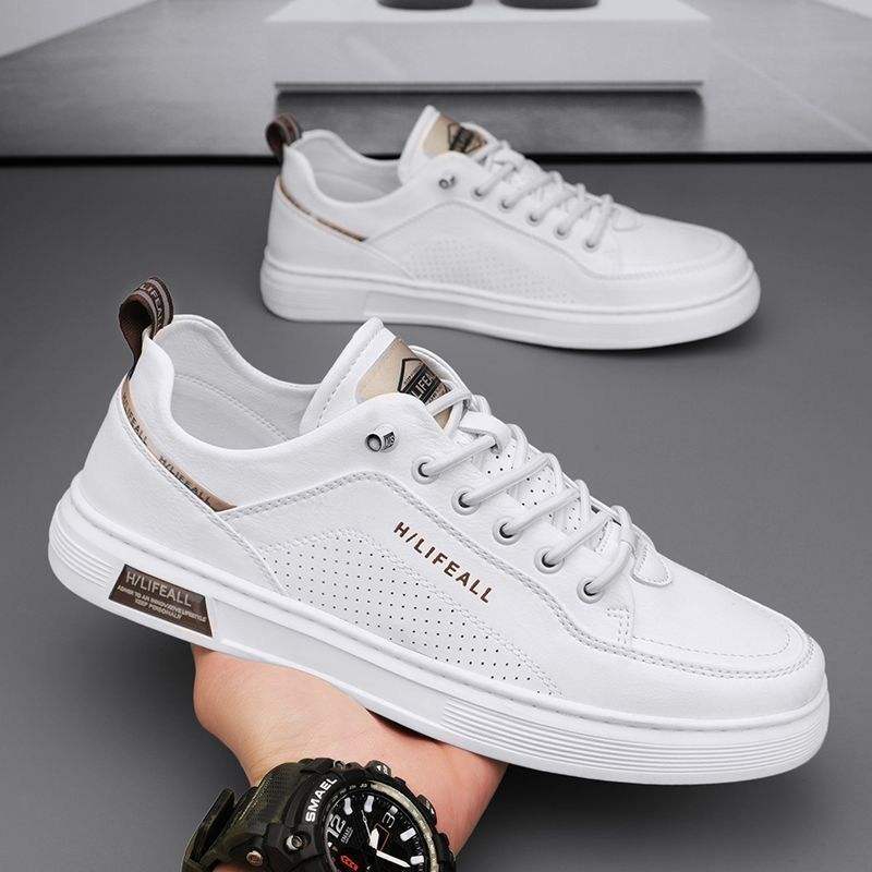 Men's Sporty Casual Sneakers Leather Upper Lace-Up Mesh Running Men Walking Shoes