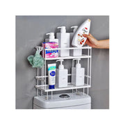 Double Layer Square Iron Shower Caddy - Heightened Hollow Bathroom Storage Organizer