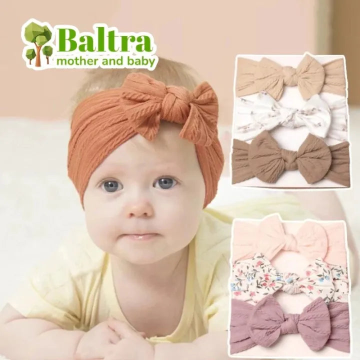 Baltra 3Pcs/set Bow Baby Headbands Solid Color Girl Hair Accessories Cute Girls Princess Bow Newborn Gift