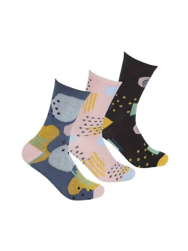 12 PAIR PACK LADIES SUMMER ABSTRACT DESIGNS BAMBOO SOCKS