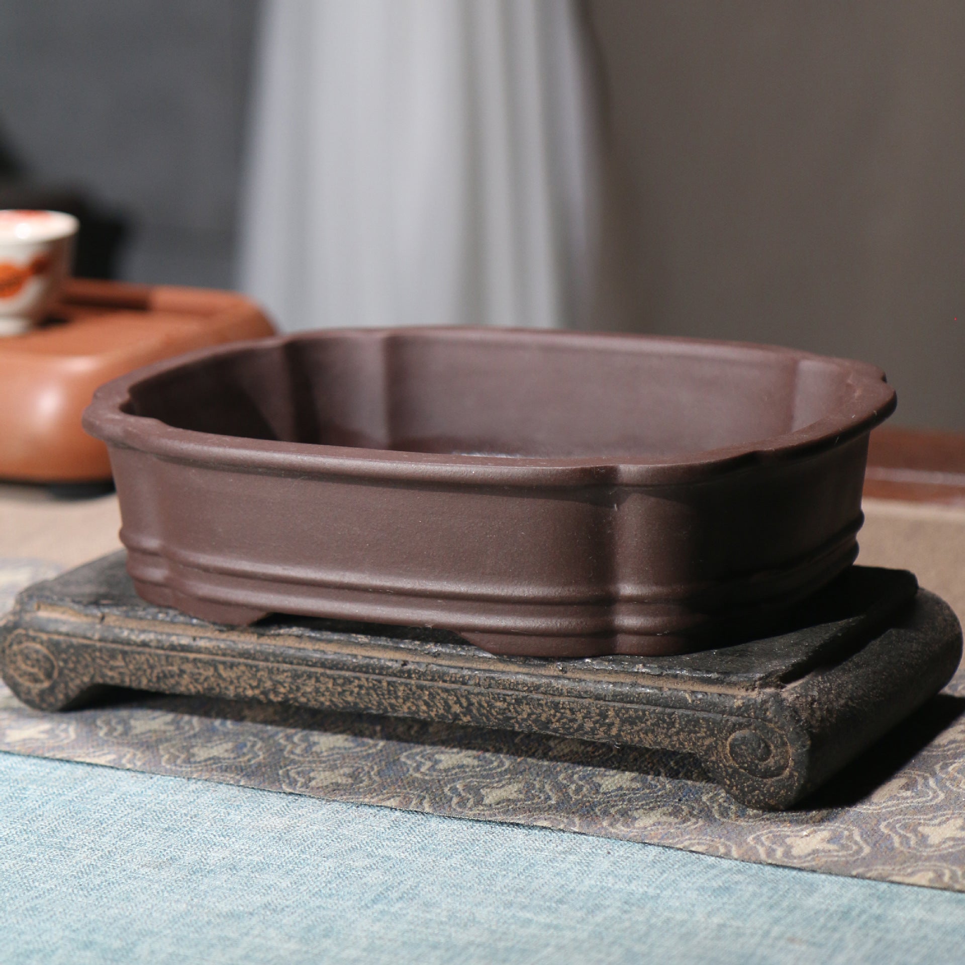 Purple Sand Flower Pot Begonia Pot Rectangular Bonsai Pot Desktop Pot