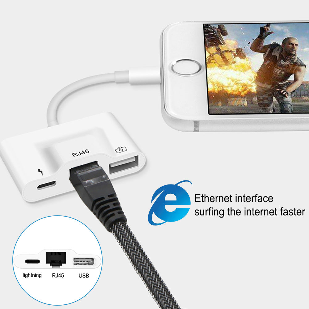 To RJ45 Ethernet Adapter Lightning To USB Camera Card Reader Changer