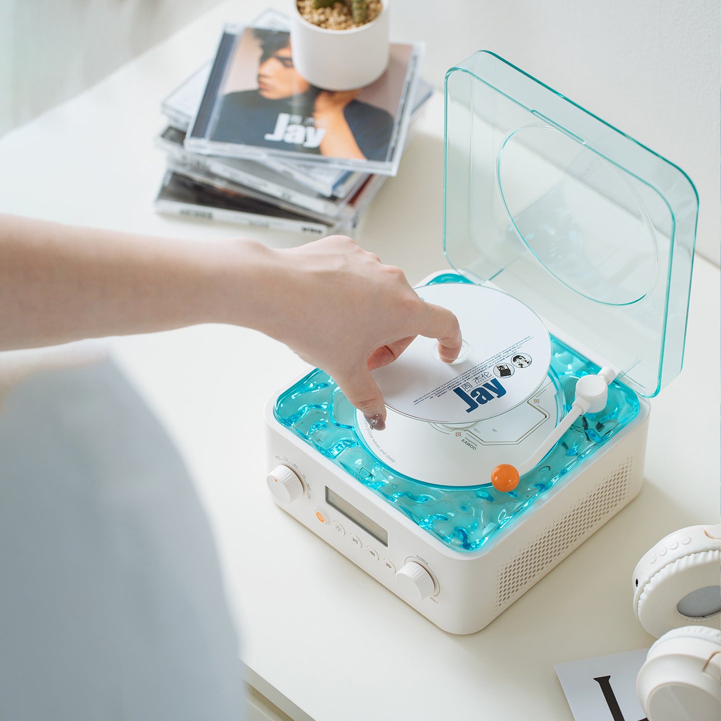 Player Water Ripple Bluetooth Audio Vinyl Two-way Retro Screen Audio CD Bluetooth All-in-one Machine