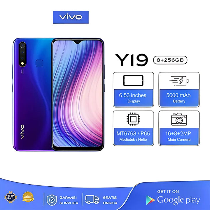VIVO 19/Y17/Y11 Original Cellphone 8GB RAM 256GB ROM Mobiles Phone Fast Charge 5000mAh Battery Smartphone