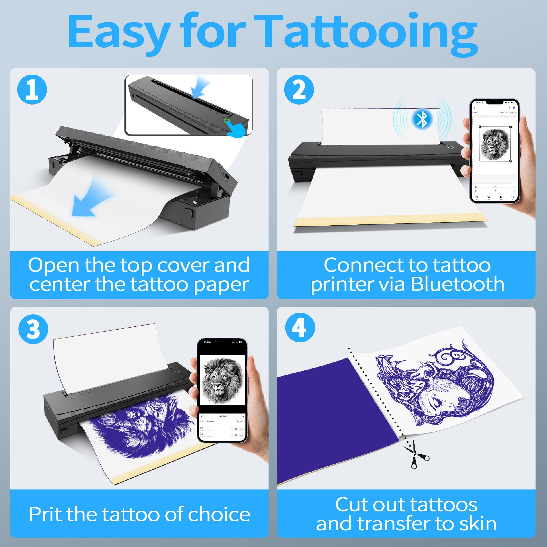 A4 Bluetooth Portable Mini Thermal Tattoo Printer