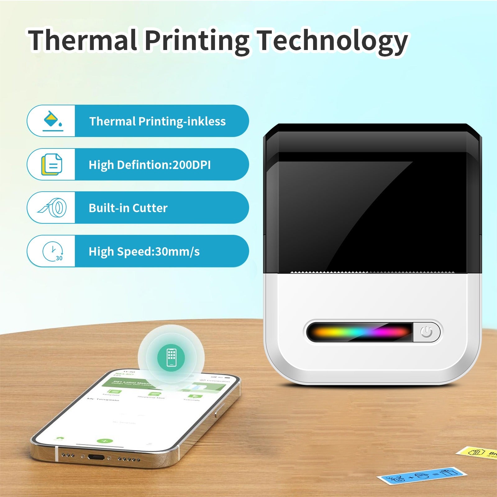 U1 Self-Adhesive Compact Portable Wireless Bluetooth Thermal Printer Pocket Mini Label Maker