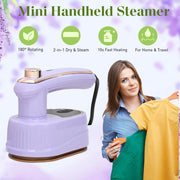 Mini Steam Iron 2in1 Travel Garment Steamer 180° Rotating Portable Handheld Wrinkle Remover Pro