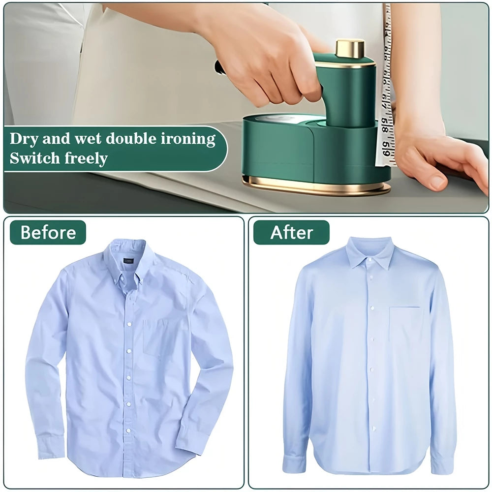 Mini Steam Iron 2in1 Travel Garment Steamer 180° Rotating Portable Handheld Wrinkle Remover Pro